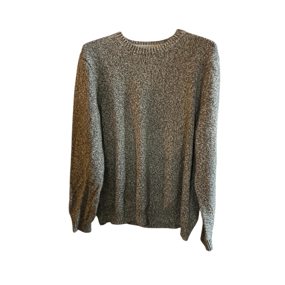 LandsendMens Textured Knit Pullover Sweater Charcoal Gray Long Sleeve Casual‎